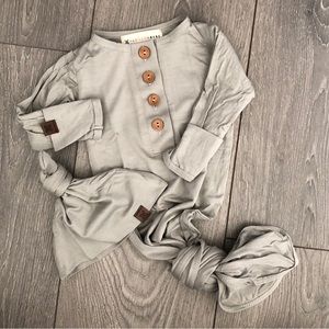 Newborn Knotted Gown with Matching Hat | 0-3M